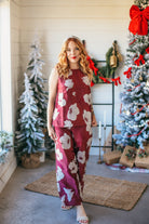 ENTRO BROCADE SILVER & RUBY DRESSY PANT SET - SET