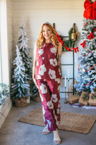 ENTRO BROCADE SILVER & RUBY DRESSY PANT SET - SET