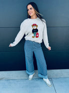 ENTRO OATMEAL USA TEDDY BEAR KNIT SWEATER - Tops