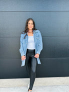 FATE LIGHT BLUE DENIM SHACKET DRESS - Tops