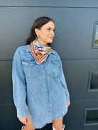 FATE LIGHT BLUE DENIM SHACKET DRESS - Tops