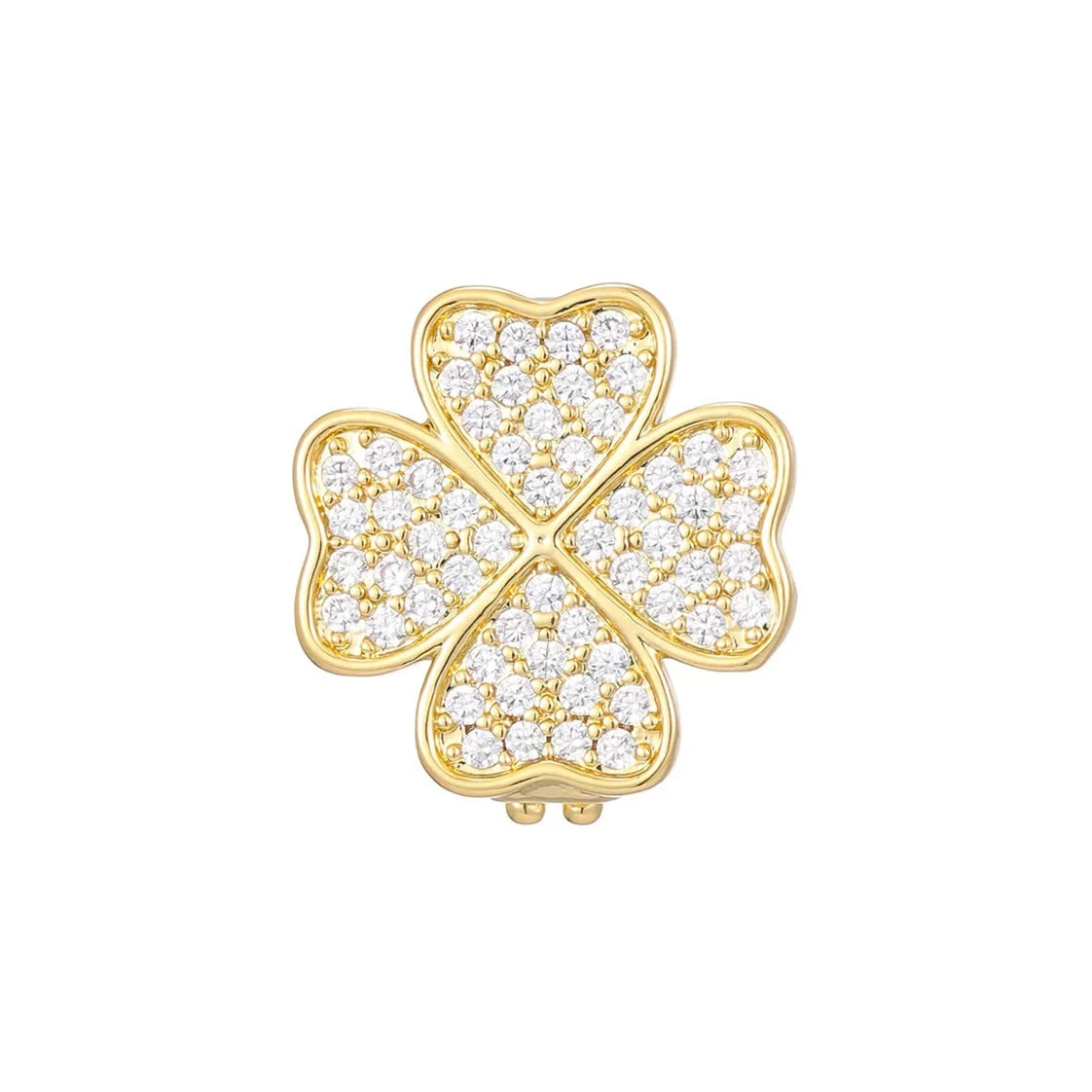 GEMELLI GOLD & SILVER PLATED SLIDER CHARM WITH CZ DETAILING - CLOVER - Bracelet