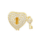 GEMELLI GOLD & SILVER PLATED SLIDER CHARM WITH CZ DETAILING - HEART LOCK - Bracelet