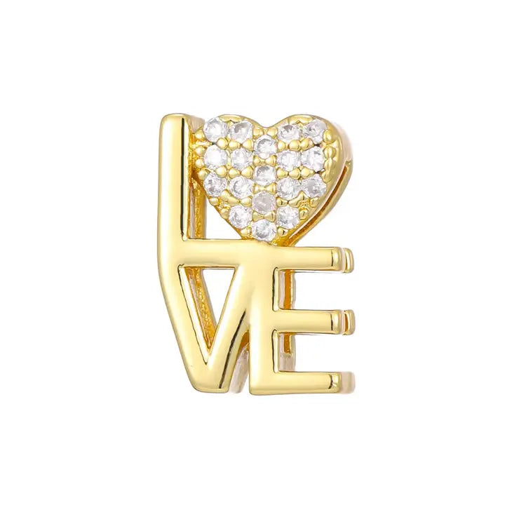 GEMELLI GOLD & SILVER PLATED SLIDER CHARM WITH CZ DETAILING - LOVE LETTER - Bracelet