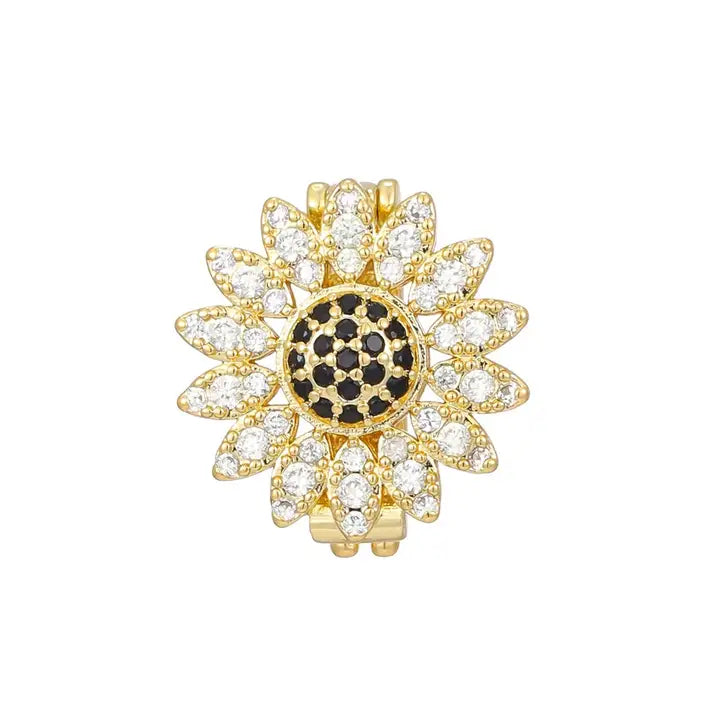 GEMELLI GOLD & SILVER PLATED SLIDER CHARM WITH CZ DETAILING - SUNFLOWER - Bracelet