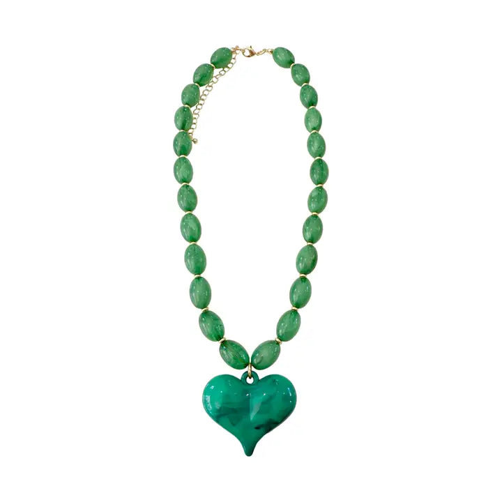 GEMELLI ROXIE BEADED STATEMENT NECKLACES- Green Pink and Black - DARK GREEN - Necklaces
