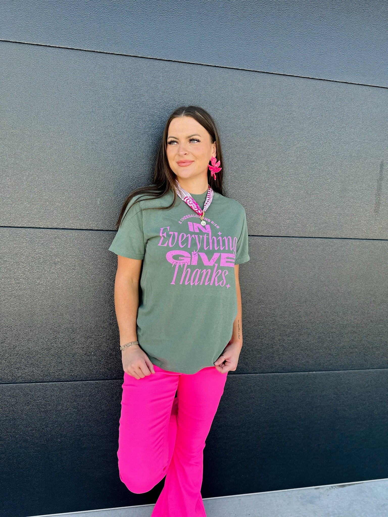 GIVE THANKS COMFORT COLORS TEE- MOSS - Tops