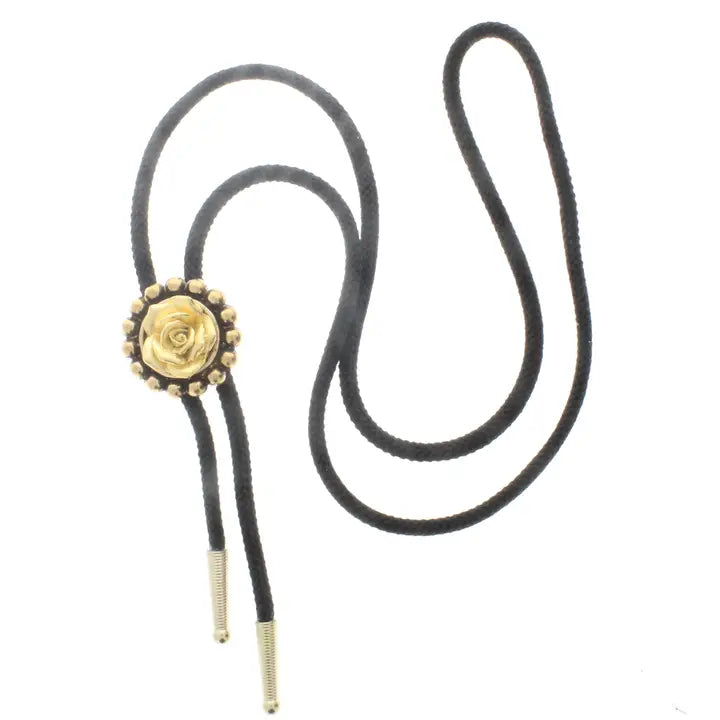 GOLD ROSE BUD BOLO 2D NECKLACE - Necklaces