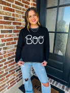 HALLOWEEN BOO SWEATER WITH 3D BRAIDED WRITING - Tops