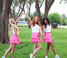 HOT PINK EYELET RUFFLE MINI SKIRT- PERFECT FOR RUSH - Bottoms