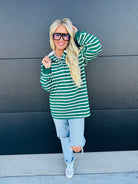 HUNTER GREEN AND CREAM RUGBY POLO SHIRT