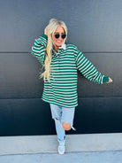 HUNTER GREEN AND CREAM RUGBY POLO SHIRT