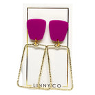Kaelyn Magenta LightweightKaelyn Magenta Lightweight Glossy Black Earrings with Gold-Plated PendAurea Lux Collective