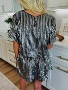 LAURA BLACK SEQUIN TOP AND SHORT SET