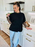 LEOPARD SHEER TOP - Tops