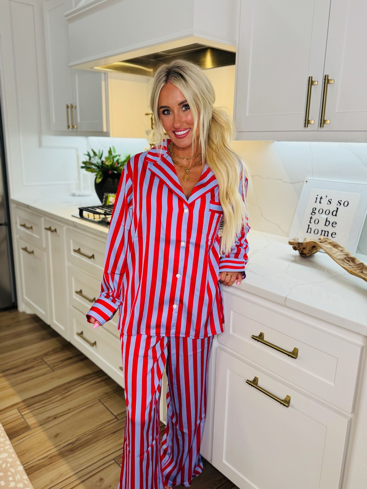 LILAC STRIPED SATIN CUTE PJ SET BY KATYDID