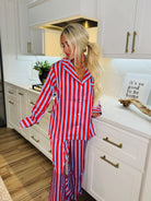 LILAC STRIPED SATIN CUTE PJ SET BY KATYDID - L