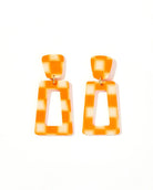 LINNY & CO KENNEDY STATEMENT EARRINGS ORANGE CHECKERED - Earrings