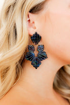MICHELLE STATEMENT EARRINGS- BLACK IRIDESCENT BY LINNY CO - Earrings