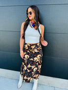 MULTI PRINT BLACK EQUESTRIAN SKIRT - Bottoms
