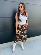 MULTI PRINT BLACK EQUESTRIAN SKIRT - Bottoms