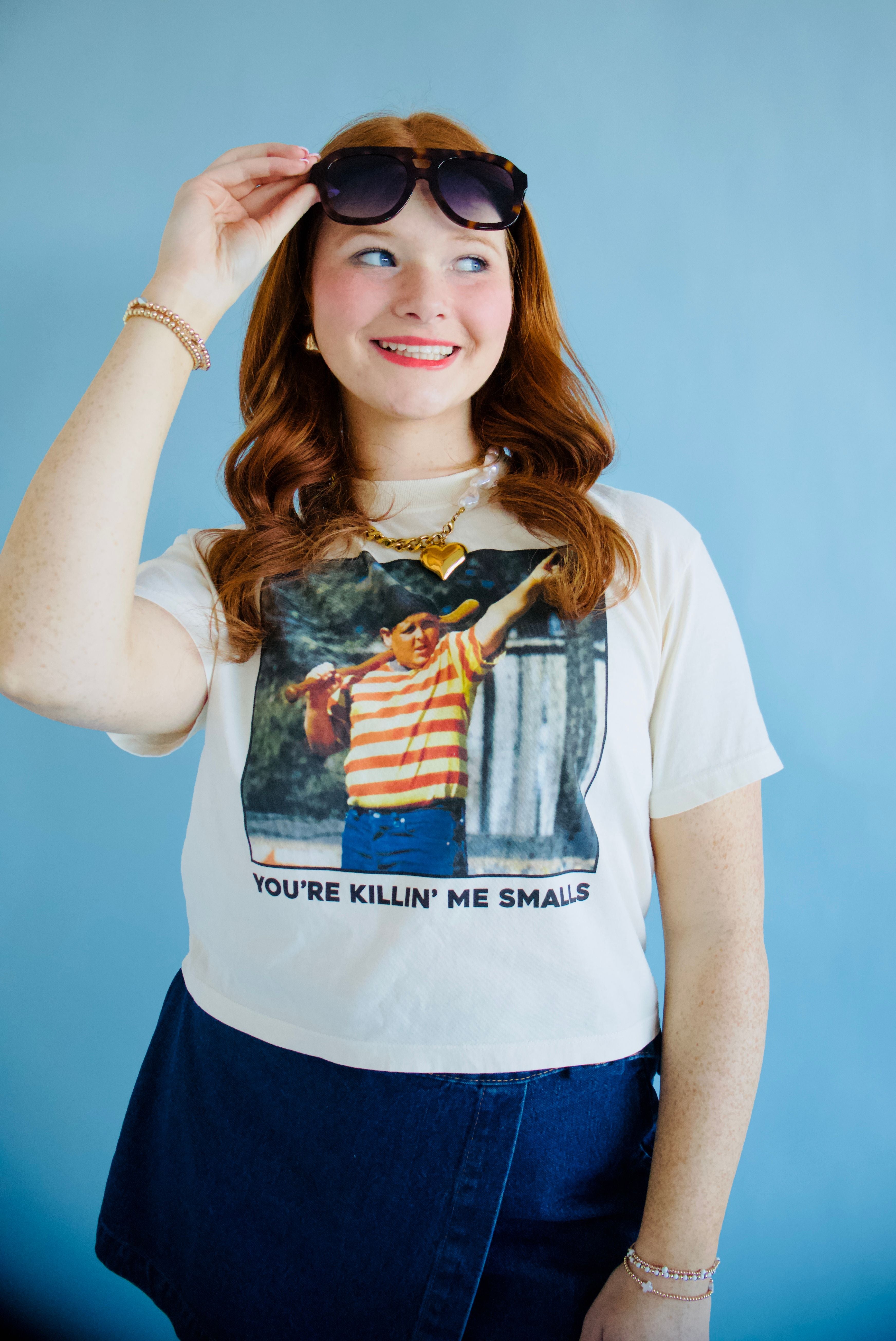 YOU'RE KILLING ME SMALLS CROP TEE in stylish casual wear, showcasing bold graphic design on comfortable fabric by Poppy & Pine.