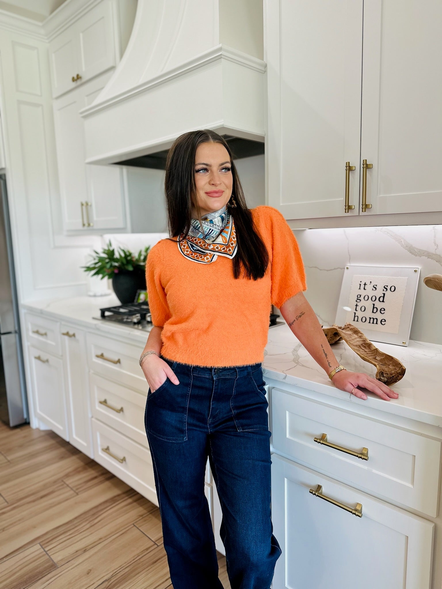 ORANGE BUDDY LOVE PUFF SLEEVE SWEATER – Game day & Holiday Ready - Tops