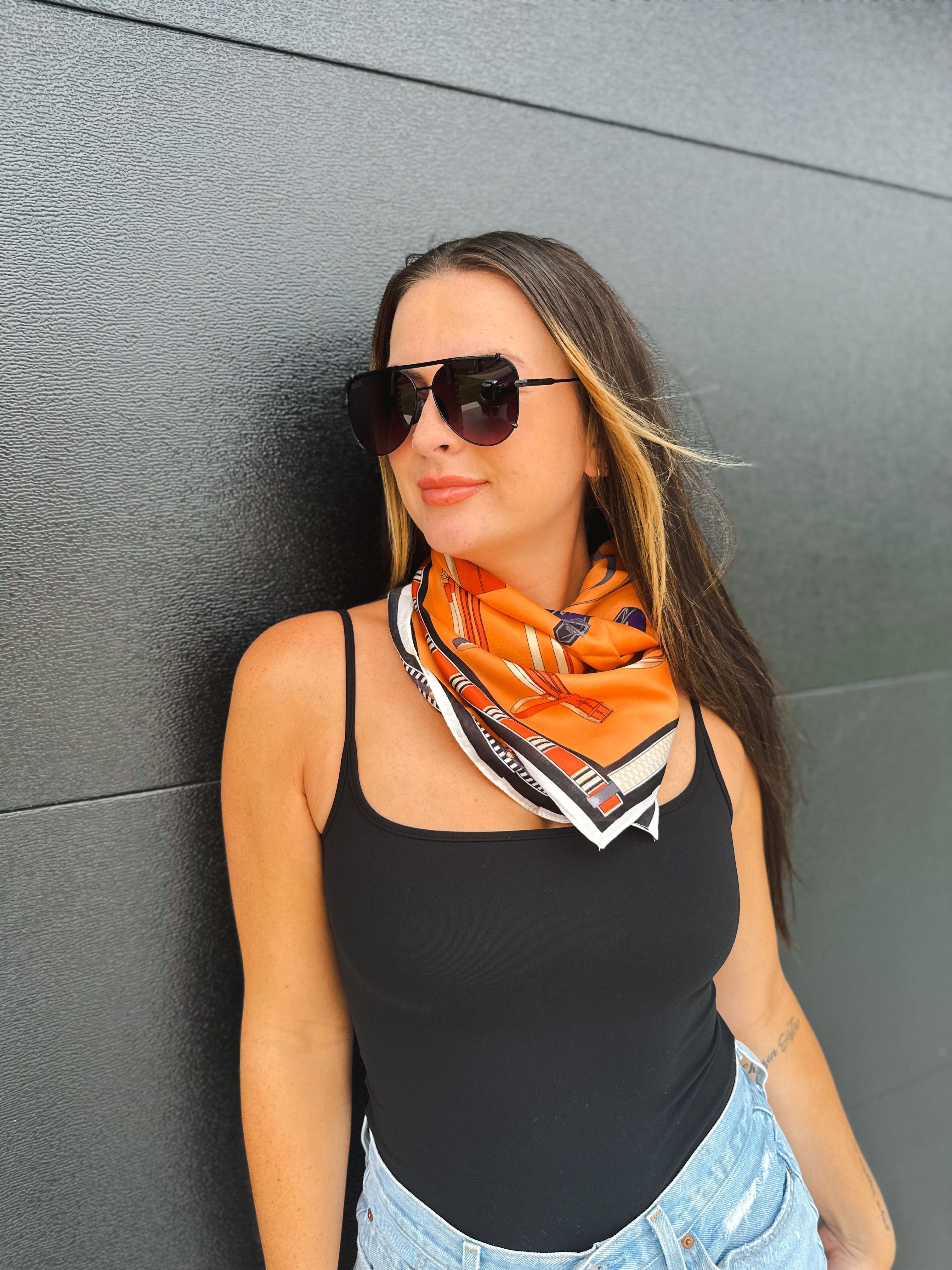 ORANGE EQUESTRIAN PRINT SCARF