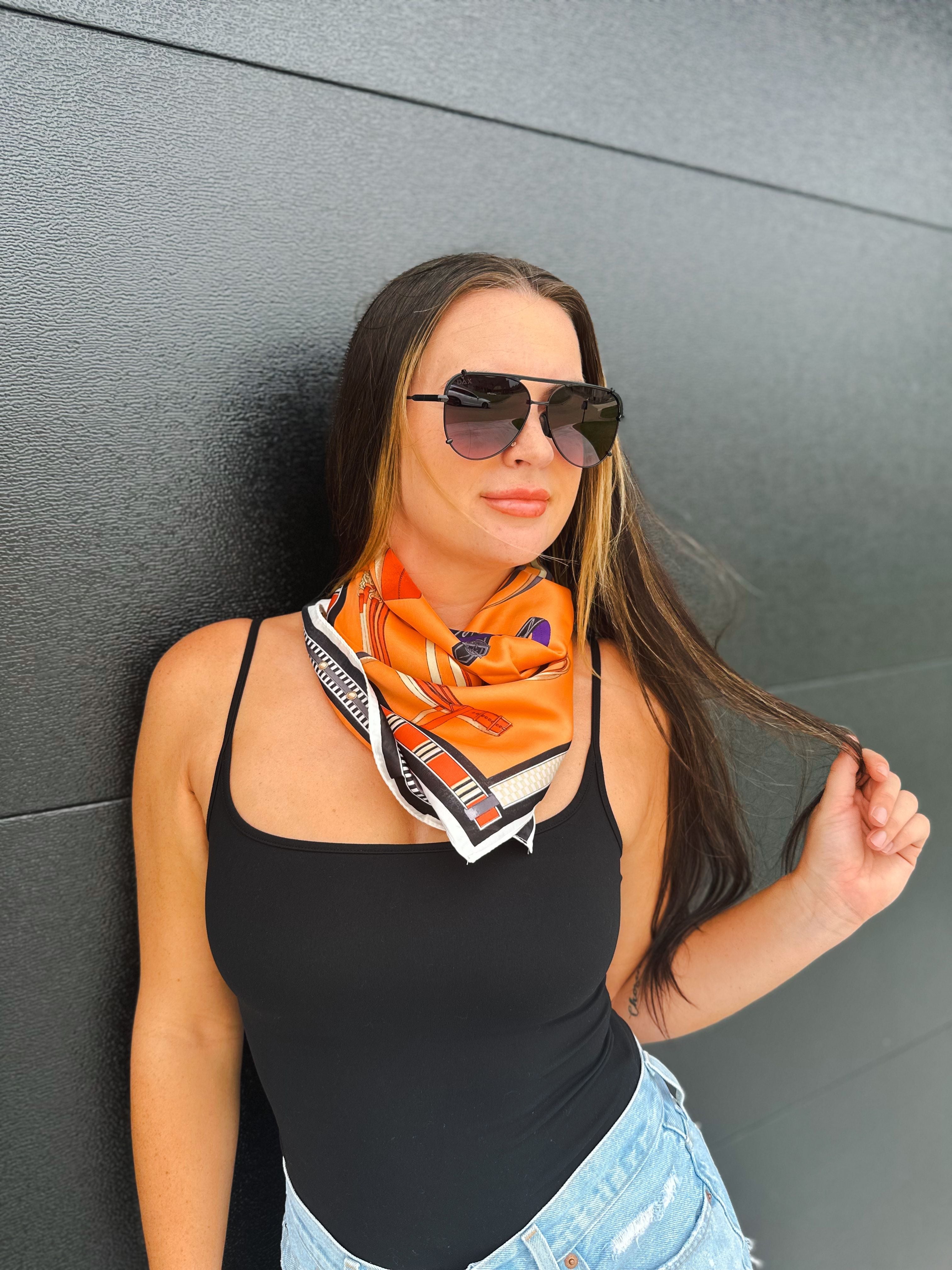 ORANGE EQUESTRIAN PRINT SCARF