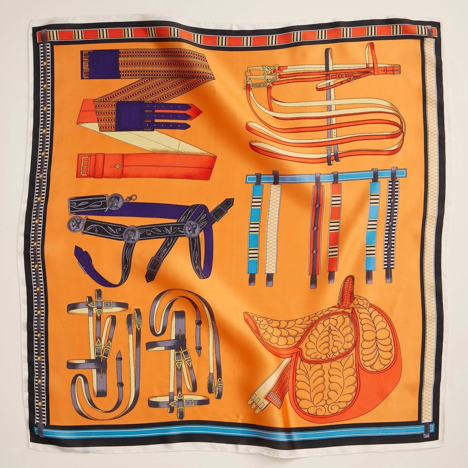 ORANGE EQUESTRIAN PRINT SCARF