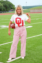 QUEEN OF SPARKLES LICENSED OKLAHOMA MASCOT SEQUIN FLOWER TEE - Tops