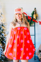 RED AND PINK POLKA DOT STRAPLESS BUBBLE DRESS - Dress