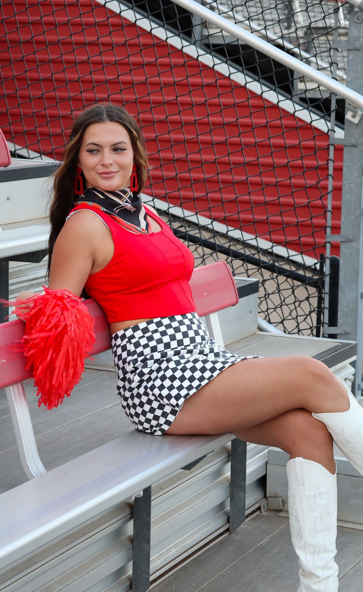 RED CORSET SEAM DETAIL CROP TANK TOP - Tops