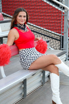 RED CORSET SEAM DETAIL CROP TANK TOP - Tops