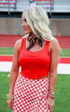 RED CORSET SEAM DETAIL CROP TANK TOP - Tops