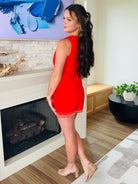 RED EMBROIDERED VEST AND SHORT SET