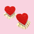 RED HEART EARRINGS WITH GOLD SPIKE- STATEMENT EARRINGS - Earrings