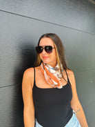 TEAL AND ORANGE ROPE PRINT NECK SCARF